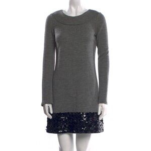 Vera Wang Long Sleeve Wool Dress Sequin Hem Size 8